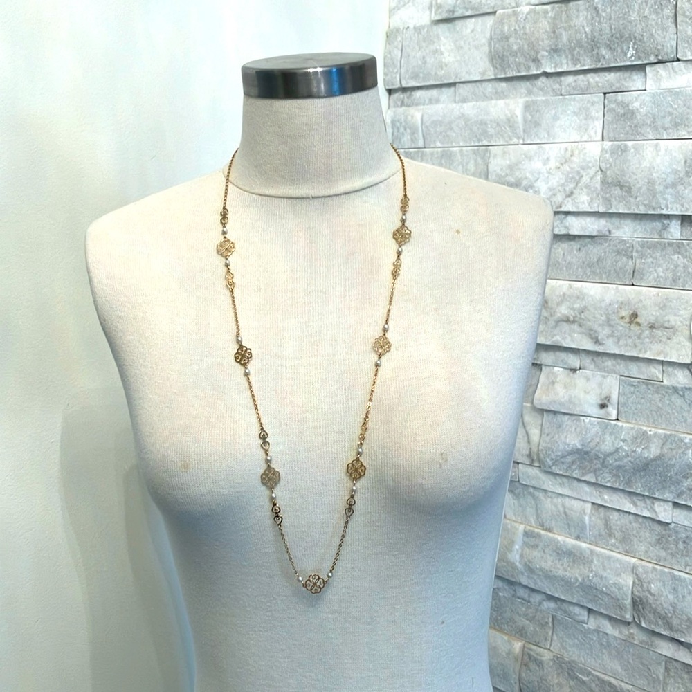 Matching Necklace and Bracelet Set. Gold Tone with Intricate Metalwork.
